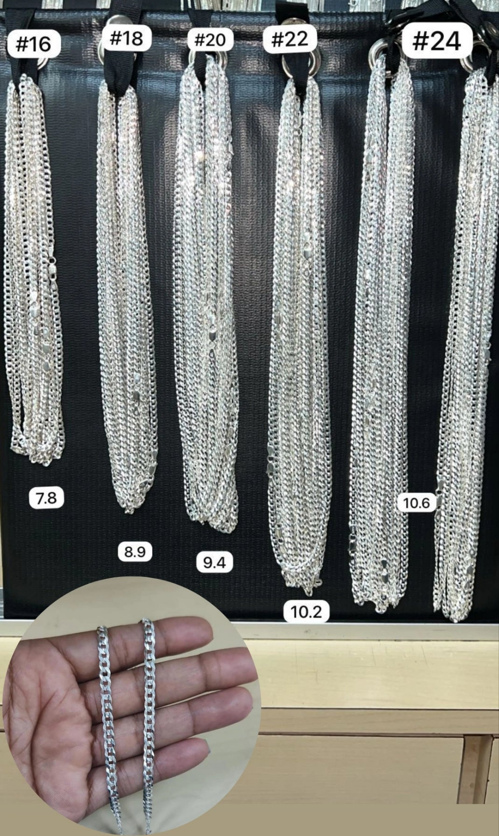 Cadena cubana de plata