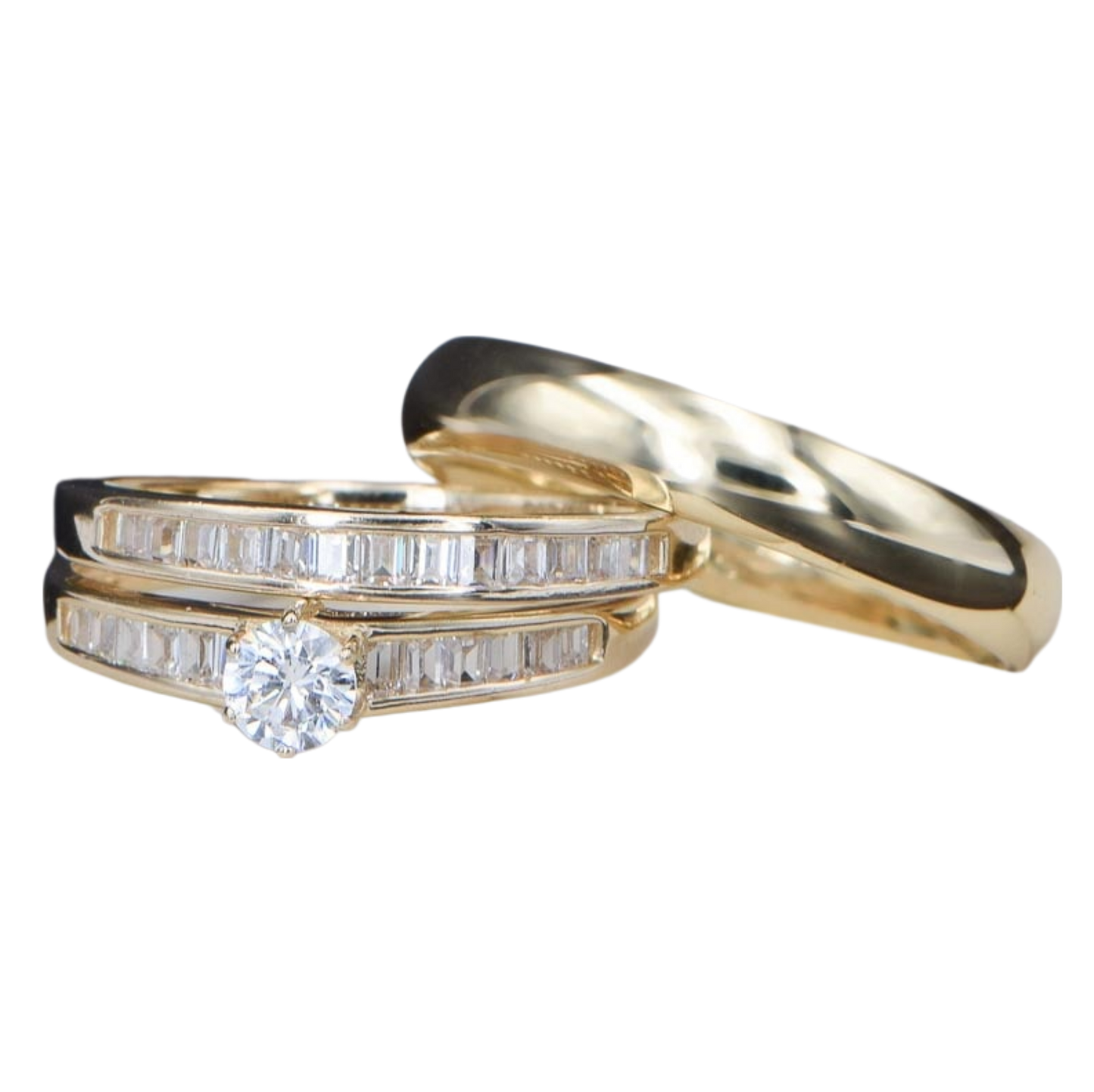 Trios de boda en plata con baño de oro