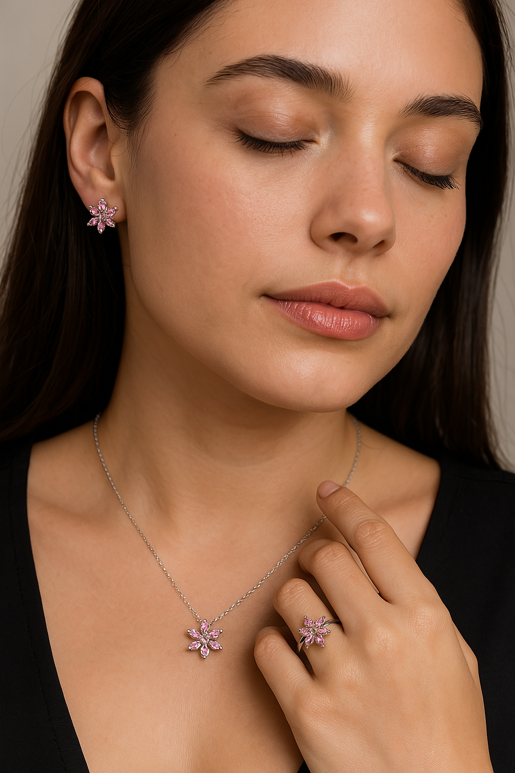 Sets de cadena, arete y anillo