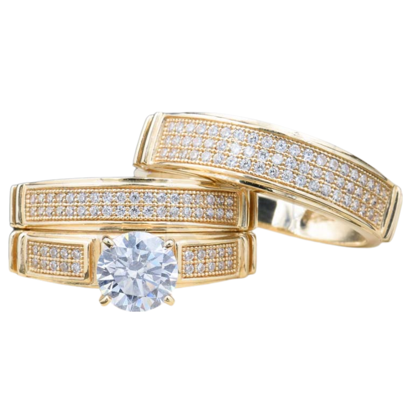 Trios de boda en plata con baño de oro