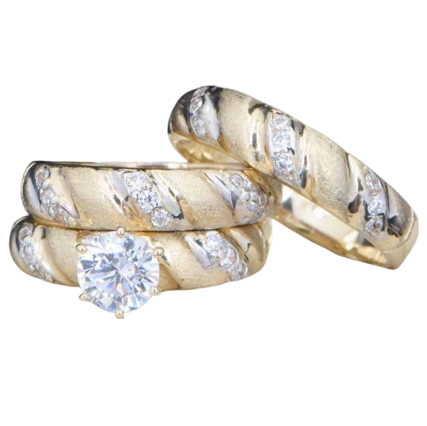 Trios de boda en plata con baño de oro