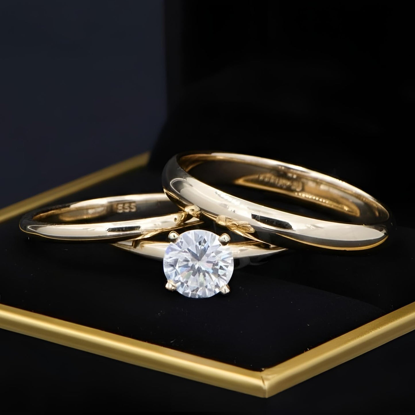 Trios de boda en plata con baño de oro