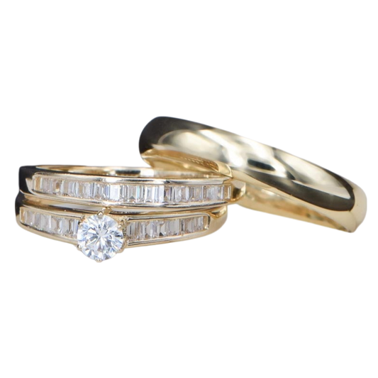 Trios de boda en plata con baño de oro