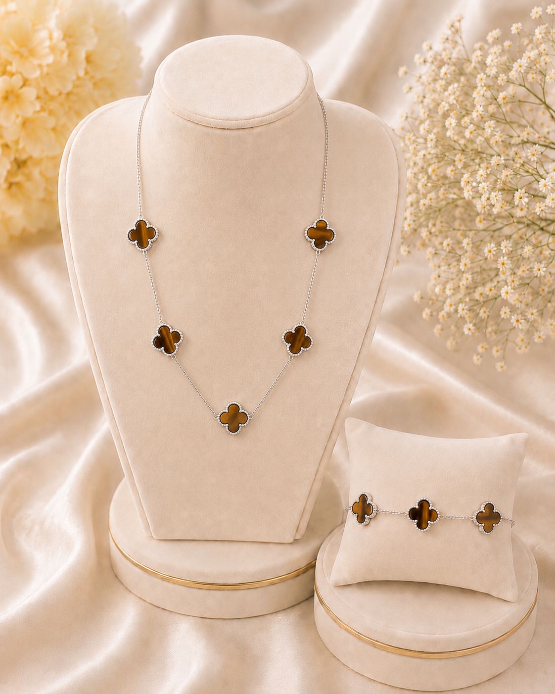 Conjunto de trebol plata