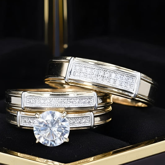 Trios de boda en plata con baño de oro