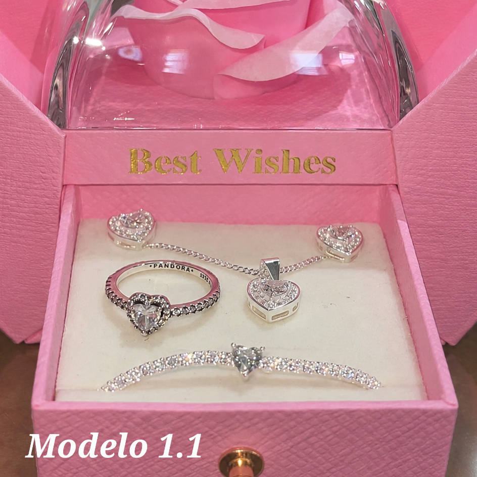 Sets blanco completo con flor de cadena, arete, guillo y anillo Modelo 1.1