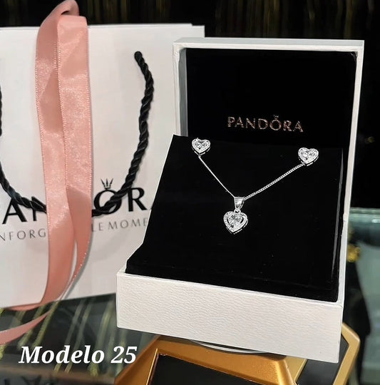 Sets de cadena y arete de corazon blanco sin anillo Modelo 25