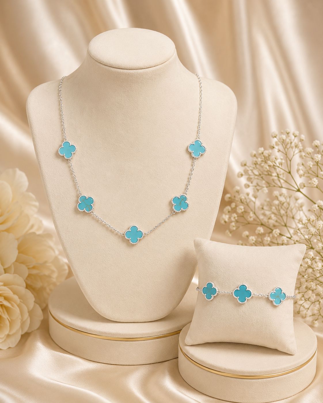 Conjunto de trebol plata