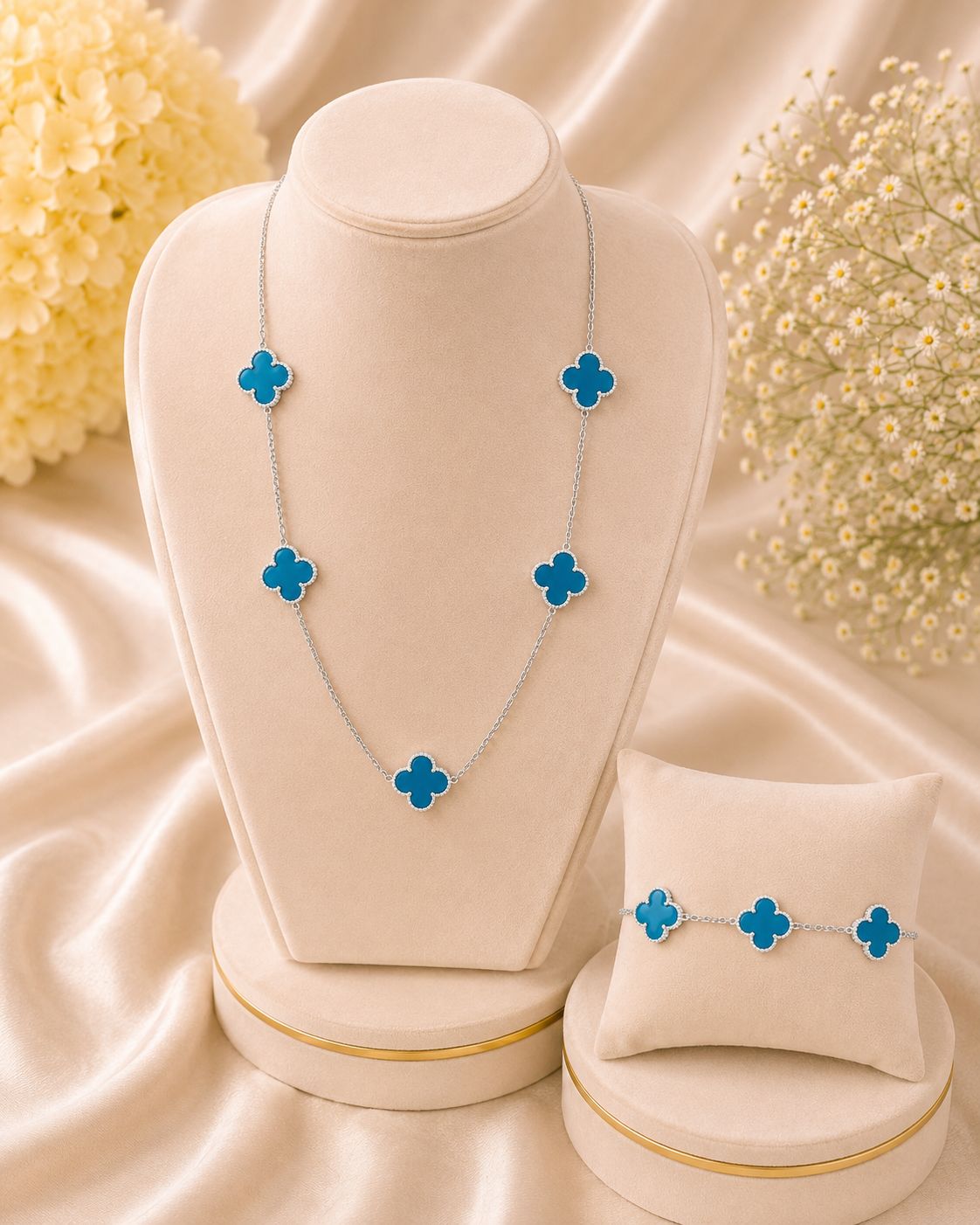Conjunto de trebol plata