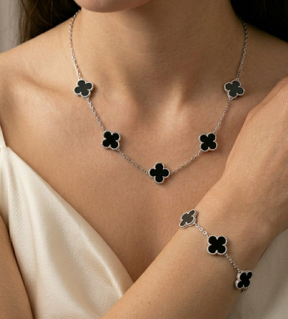 Conjunto de trebol plata